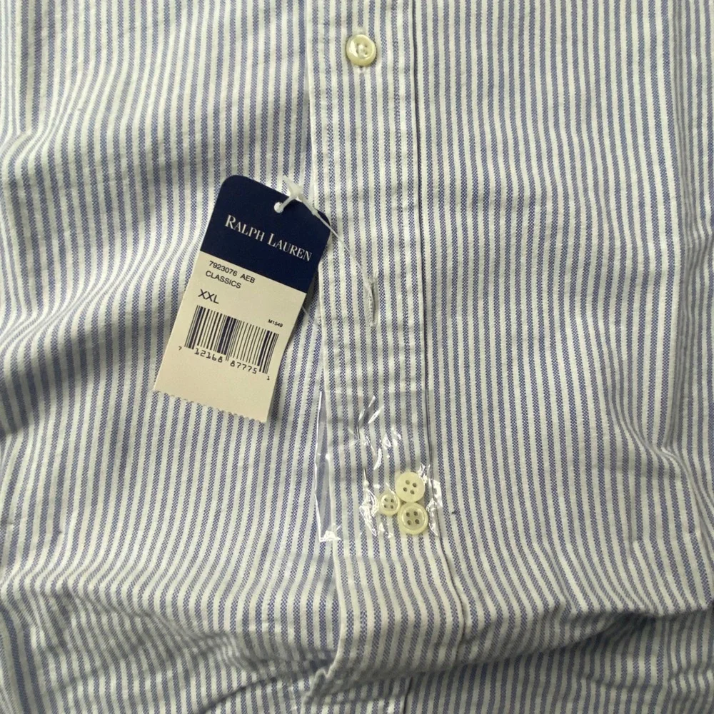 Polo Ralph Lauren Big Shirt Mens XXL Blue White Striped Oxford Button Down NWT